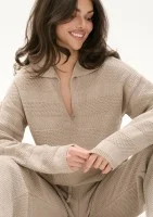 Misti Knit - Latte beige waffle weaved sweater