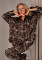 Duty - Brown checked winceyette oversize shirt
