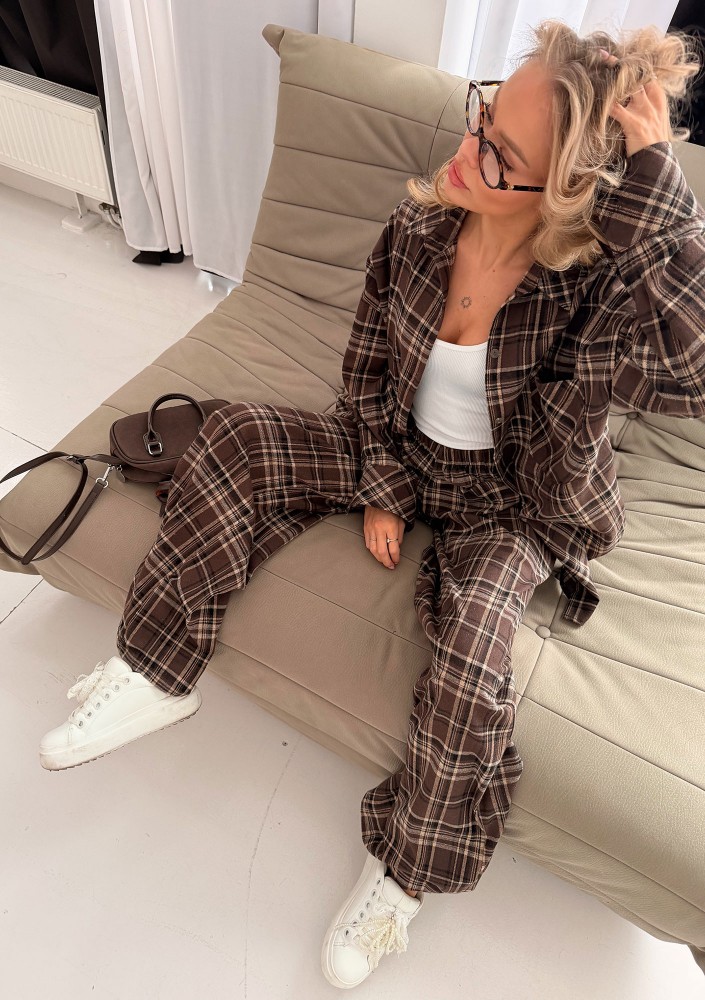 Duty - Brown checked winceyette oversize shirt