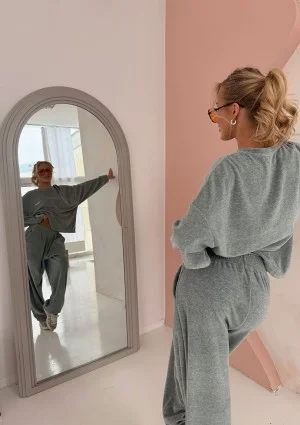 Halo - Spodnie welurowe Grey Melange