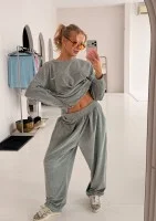Halo - Melange grey velvet sweatpants