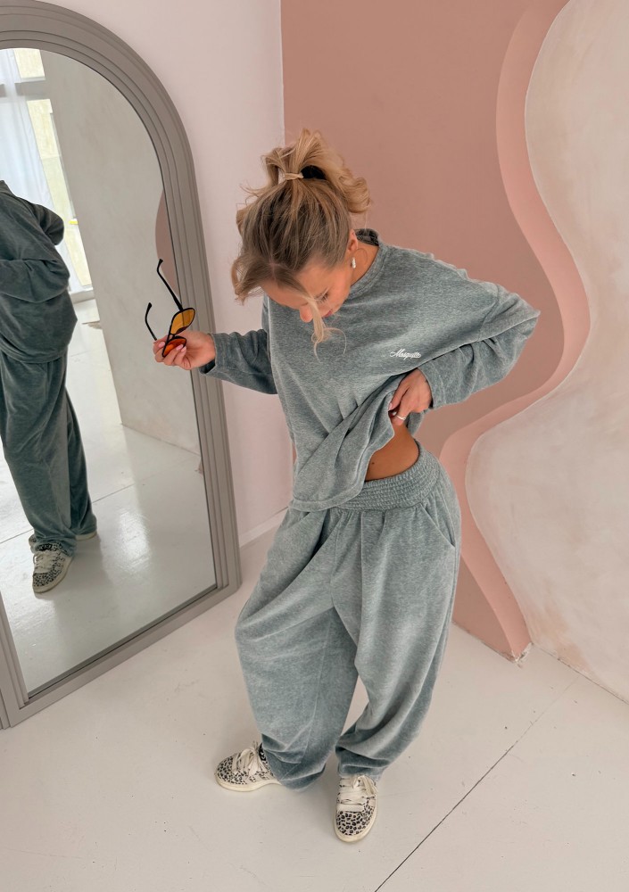 Halo - Melange grey velvet sweatpants