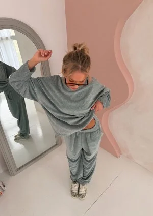 Halo - Melange grey velvet longsleeve