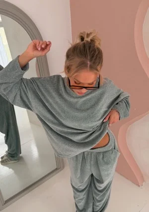 Halo - Melange grey velvet longsleeve