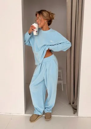 Halo - Longsleeve welurowy Baby Blue