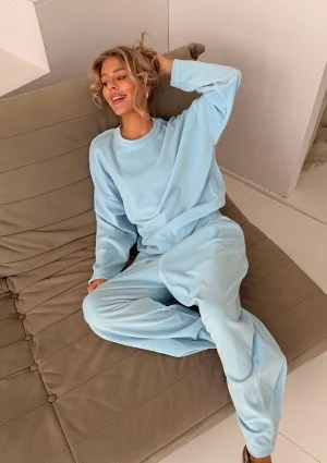 Halo - Longsleeve welurowy Baby Blue