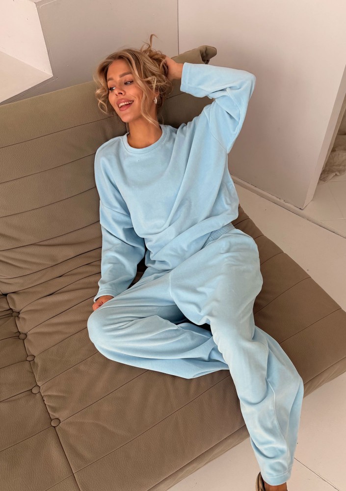 Halo - Longsleeve welurowy Baby Blue