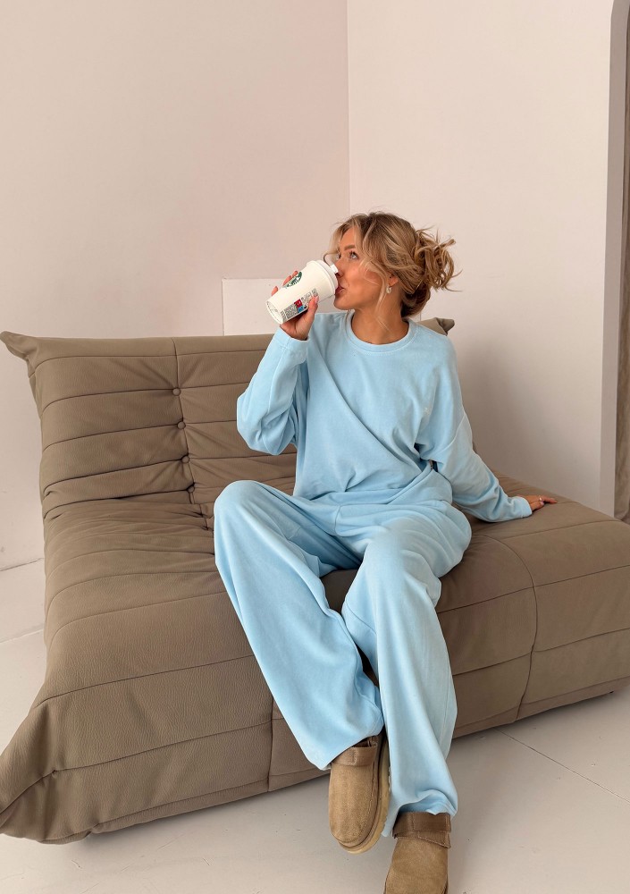 Halo - Spodnie welurowe Baby Blue