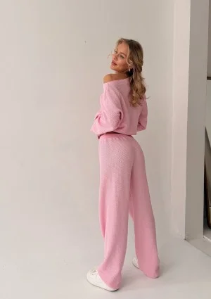 Misti - Pink waffle weaved sweater