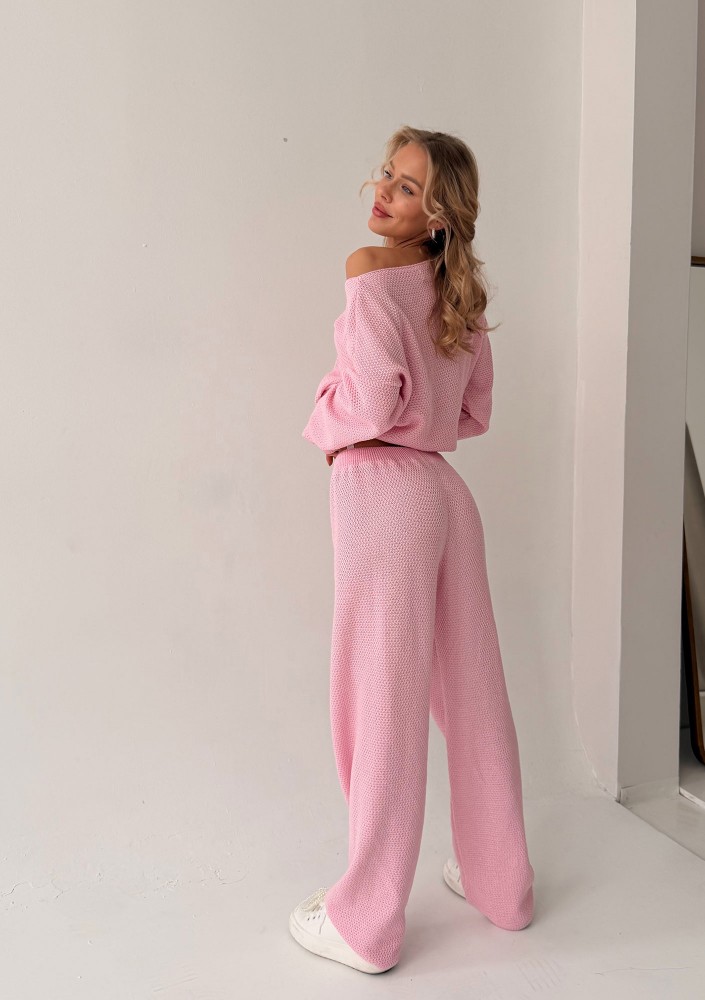 Misti - Pink waffle weaved sweater