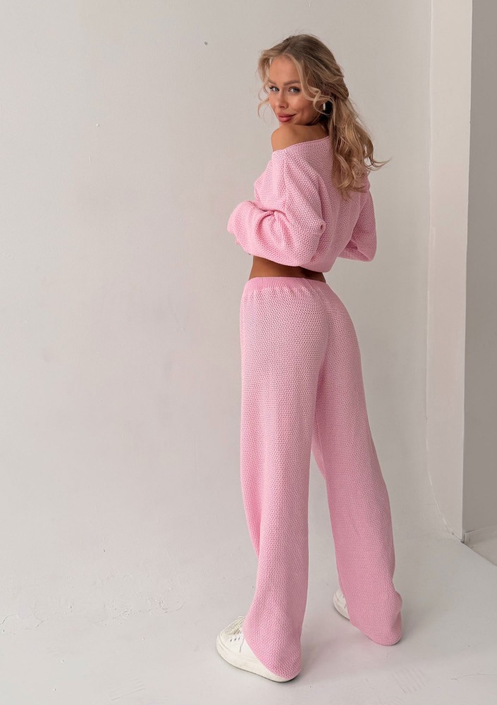 Misti - Pink waffle weaved sweater