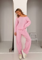 Misti - Pink waffle weaved pants
