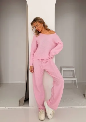 Misti - Pink waffle weaved pants