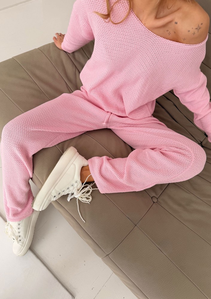 Misti - Pink waffle weaved pants