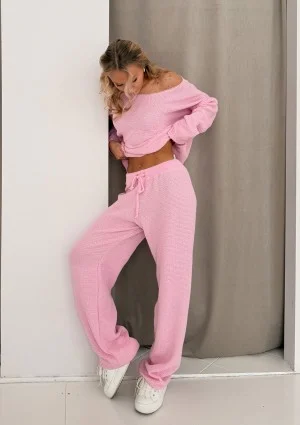 Misti - Pink waffle weaved pants