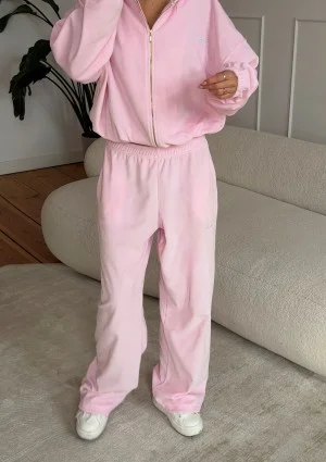 Lush - Pastel pink zipped velvet hoodie