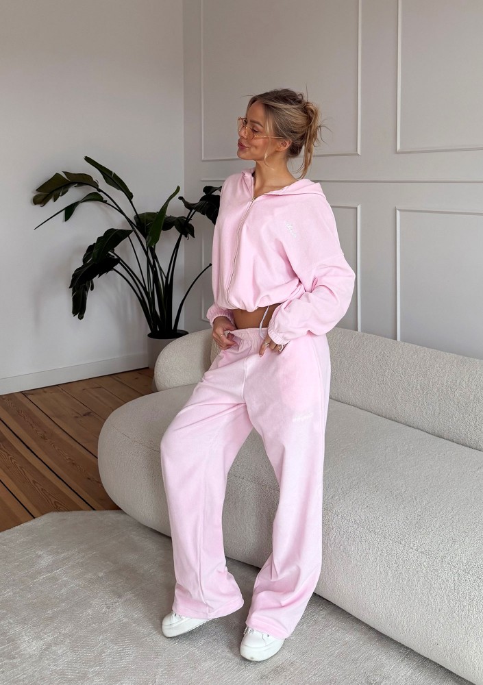 Lush - Spodnie welurowe Pastel Pink