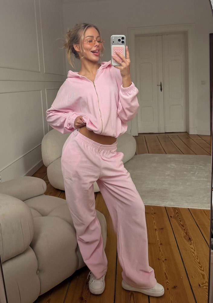 Lush - Pastel pink velvet sweatpants
