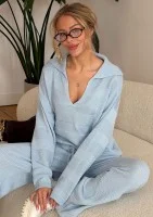 Misti Knit - Light blue waffle weaved sweater