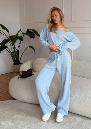 Misti - Light blue waffle weaved pants