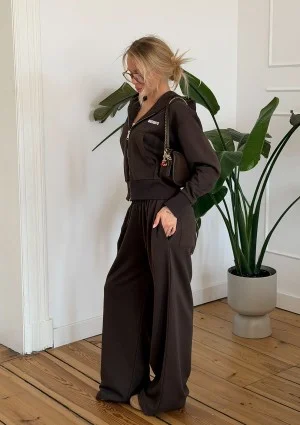 Roxy - Wide dark chocolate brown sweatpants