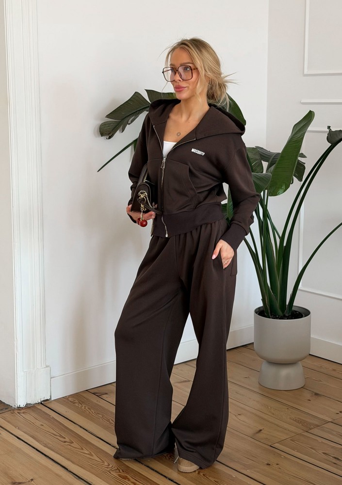 Roxy - Short dark chocolate brown zipped jumper with a hood