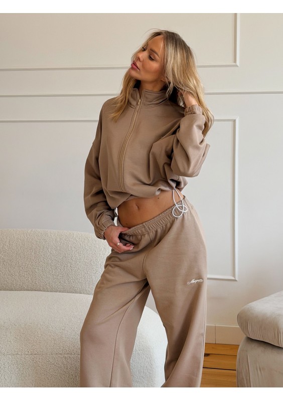 Glide - Latte beige zipped cotton jumper