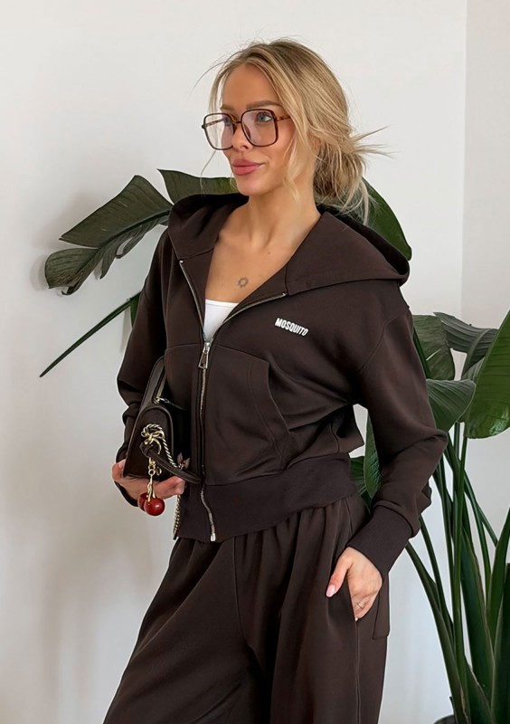 Roxy - Krótka bluza rozpinana z kapturem Dark Chocolate