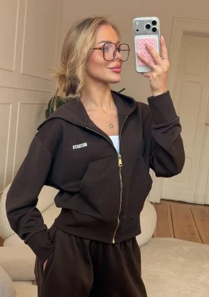 Roxy - Krótka bluza rozpinana z kapturem Dark Chocolate