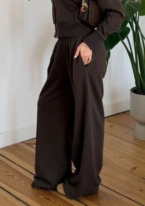 Roxy - Wide dark chocolate brown sweatpants