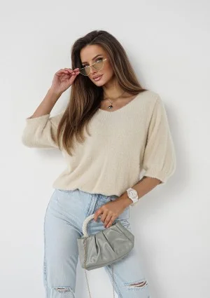 Mimi Soft - Beige sweater with half-sleeves