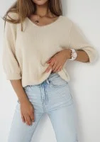 Mimi Soft - Puszysty sweter dzianinowy o lekkim kroju Beżowy