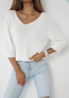 Mimi Soft - Ecru sweater with half-sleeves