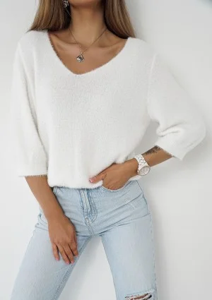 Mimi Soft - Ecru sweater with half-sleeves