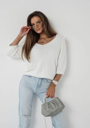 Mimi Soft - Ecru sweater with half-sleeves