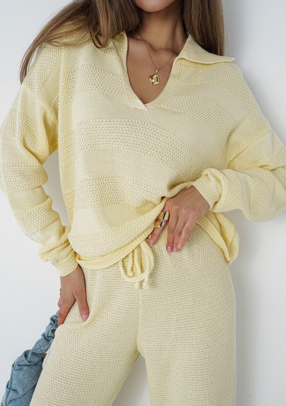 Misti Knit - Yellow waffle weaved sweater