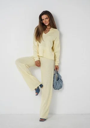 Misti - Yellow waffle weaved pants