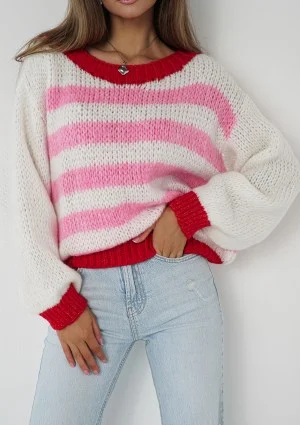 Candy Knit - Light knitted sweater with pink stripes