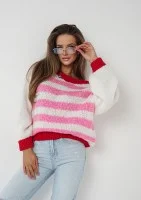 Candy Knit - Sweter w pastelowe pasy  Pink
