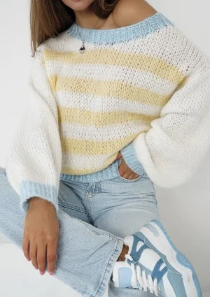 Candy Knit - Sweter w pastelowe pasy Yellow