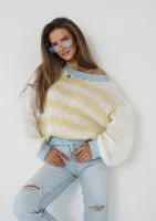 Candy Knit - Sweter w pastelowe pasy Yellow