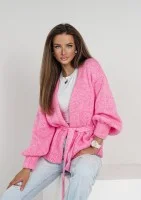 Eve - Soft pink cardigan with a belt