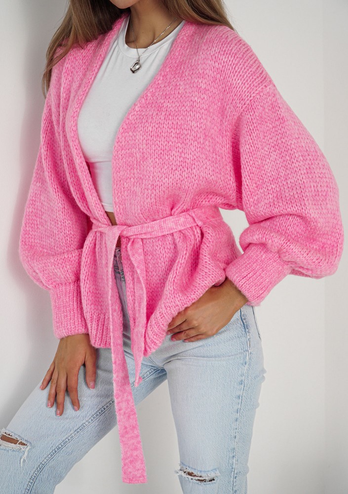 Eve - Soft pink cardigan with a belt