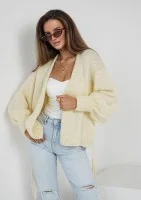 Eve - Miękki kardigan z paskiem Cytrynowy