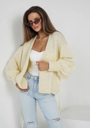 Eve - Soft light yellow cardigan with a belt