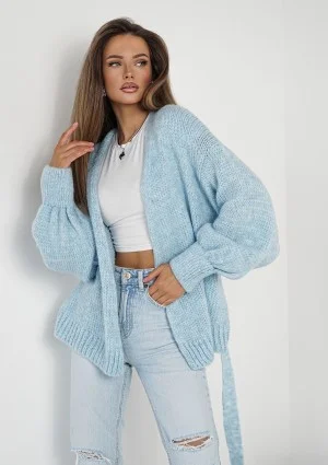 Eve - Soft light blue cardigan with a belt