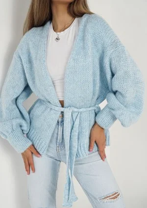 Eve - Soft light blue cardigan with a belt