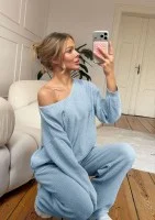 Misti - Light blue waffle weaved sweater