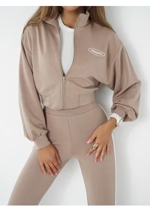 Relay - Short latte beige zipped jumper