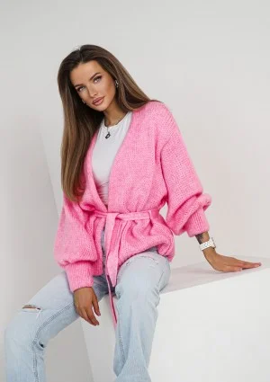 Eve - Soft pink cardigan with a belt